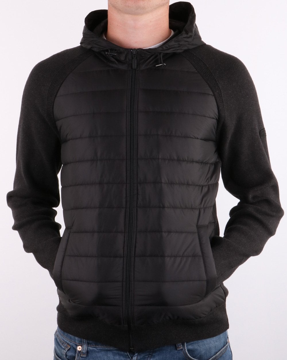 Barbour International Albie Baffle Hoodie Black Marl