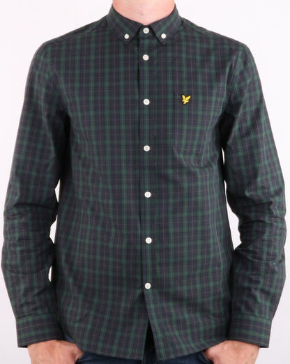 Lyle And Scott Check Poplin Shirt Navy/Jade Green