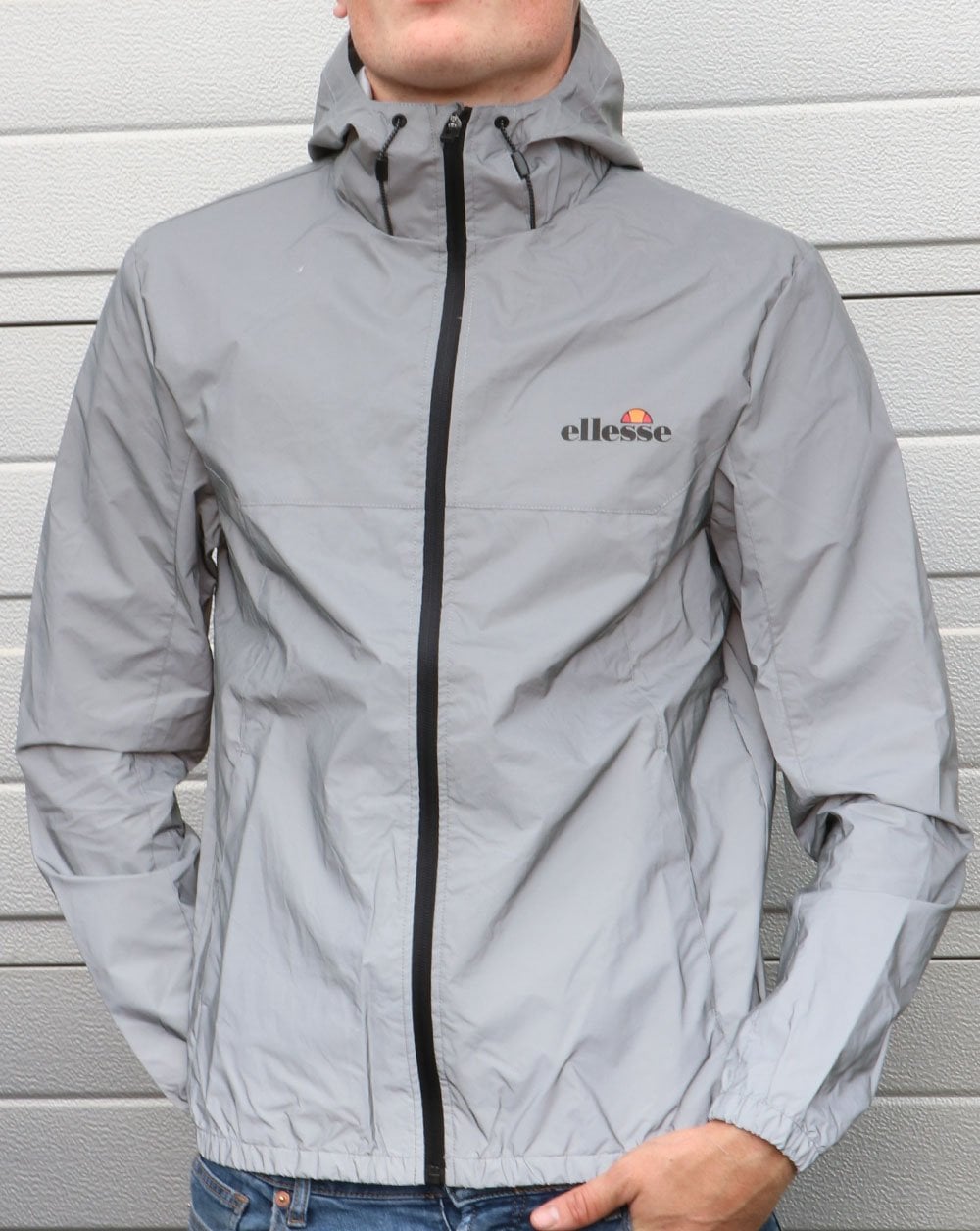 Ellesse Zip Up Reflective Jacket Silver Grey