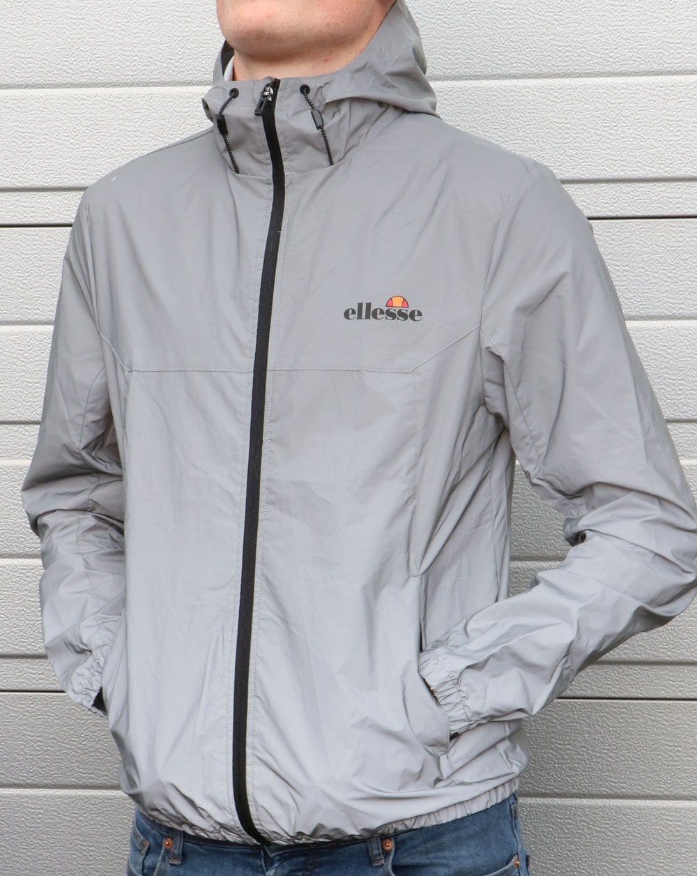 Ellesse Zip Up Reflective Jacket Silver Grey