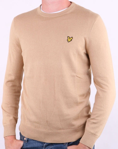 Lyle And Scott Cotton Merino Crew Jumper Sand Storm