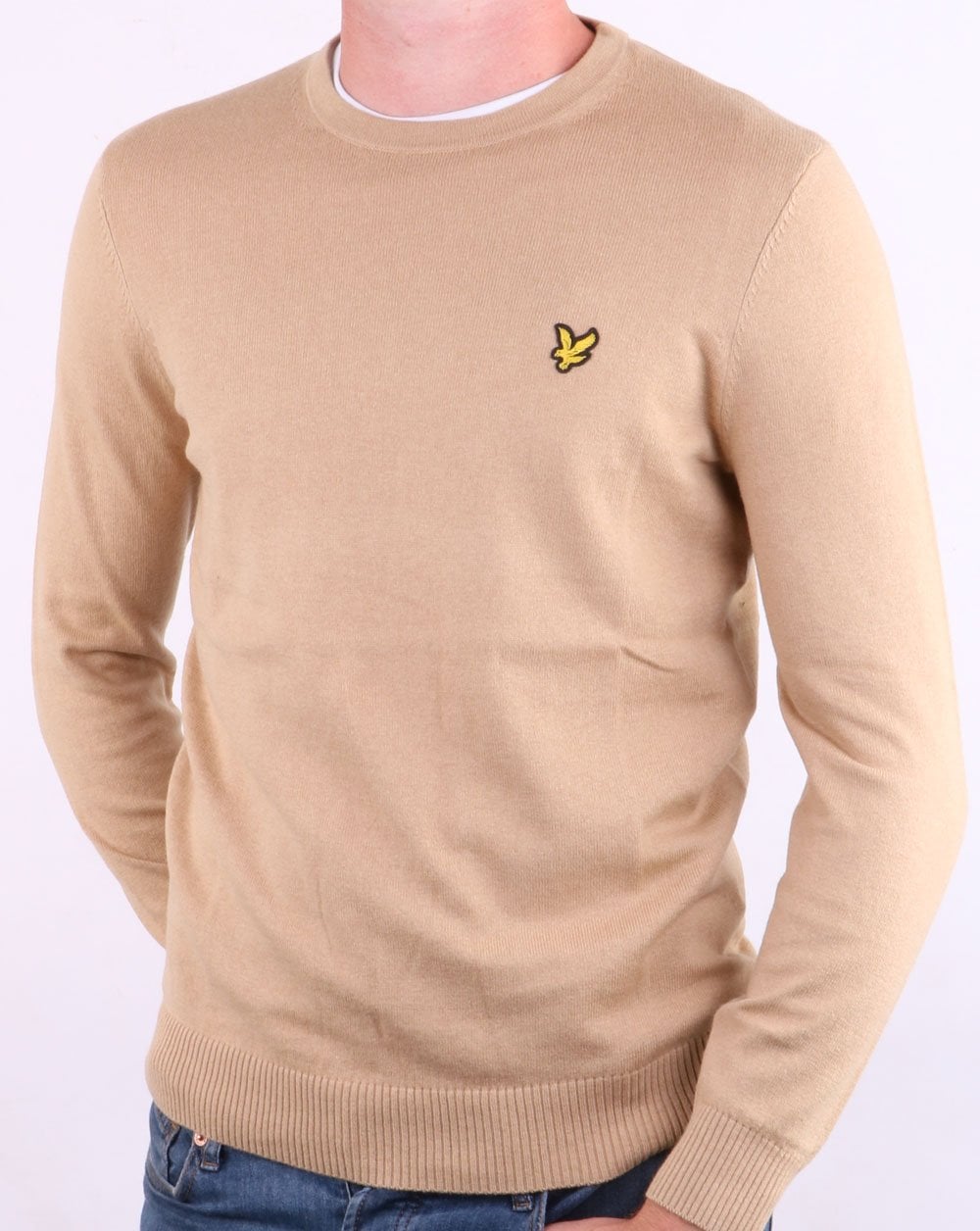 Lyle And Scott Cotton Merino Crew Jumper Sand Storm