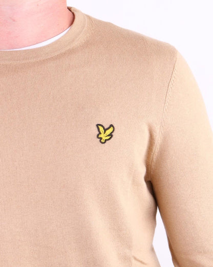 Lyle And Scott Cotton Merino Crew Jumper Sand Storm