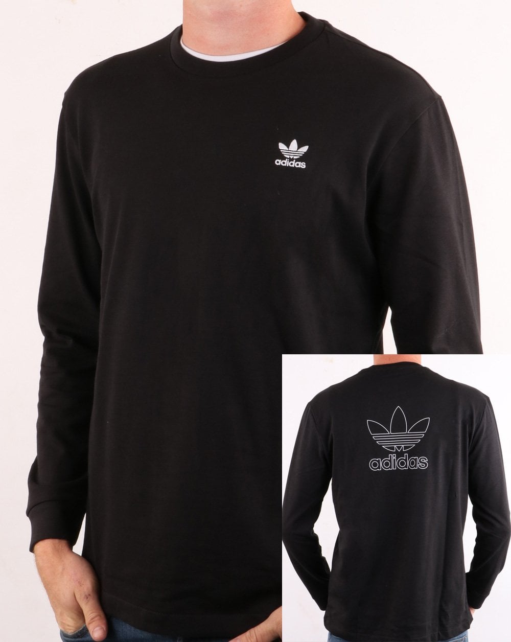Adidas Originals Back + Front Trefoil Long Sleeve T Shirt Black