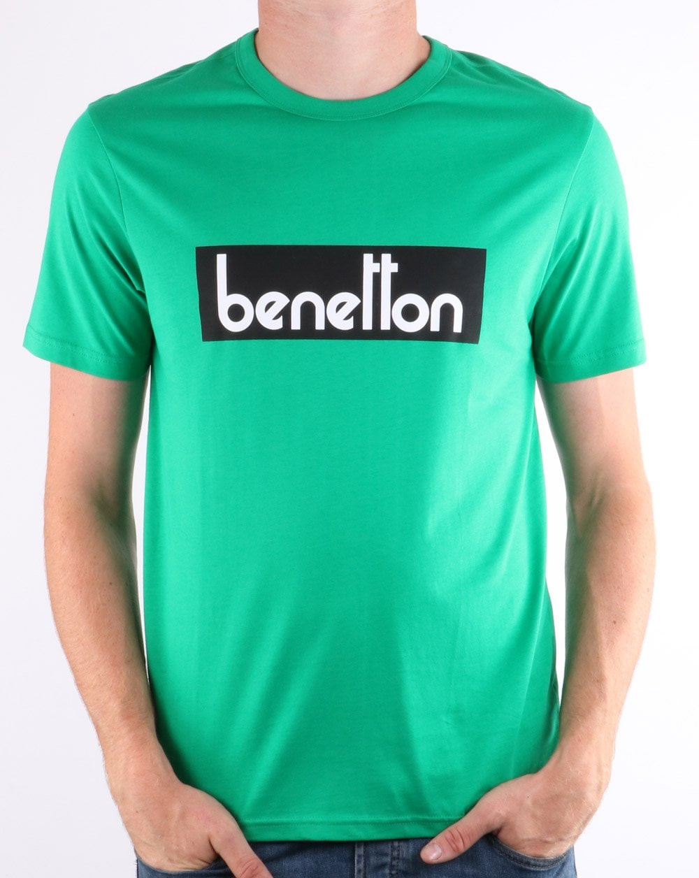 Benetton Box Logo T Shirt Green