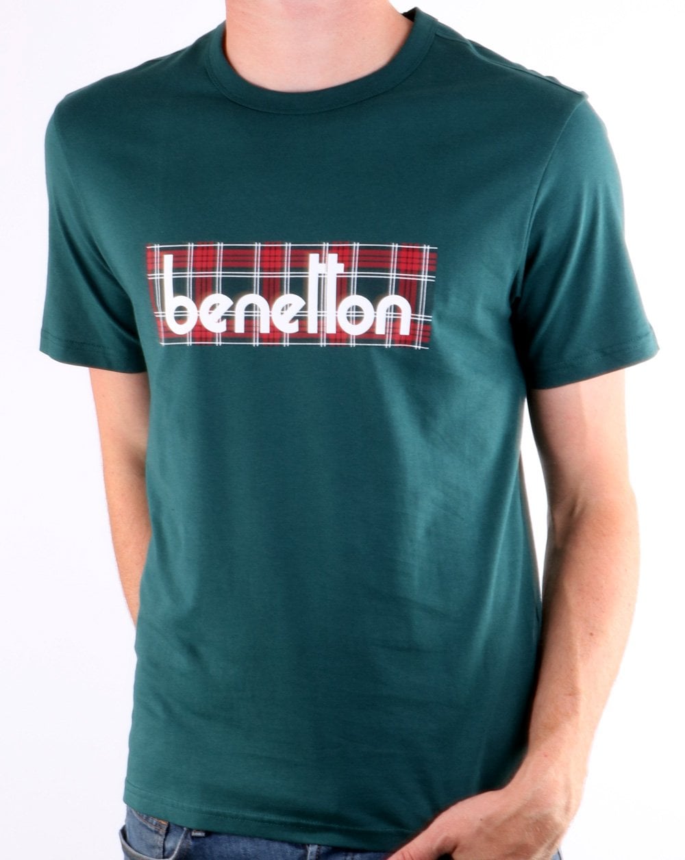 Benetton Box Logo T Shirt Dark Green