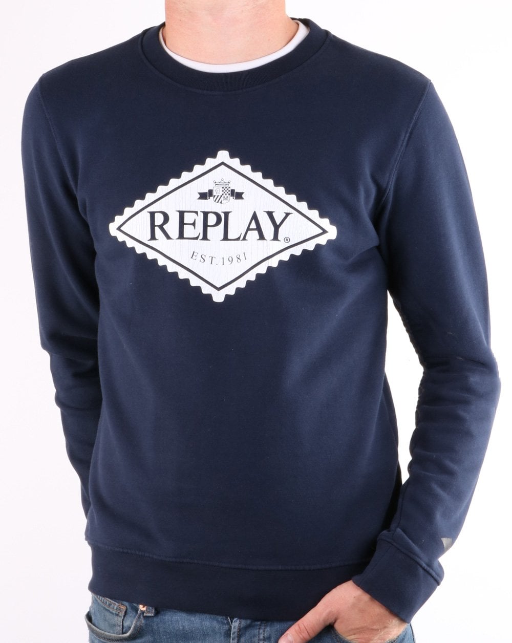 Replay Logo Sweatshirt Navy