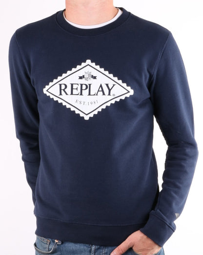 Replay Logo Sweatshirt Navy