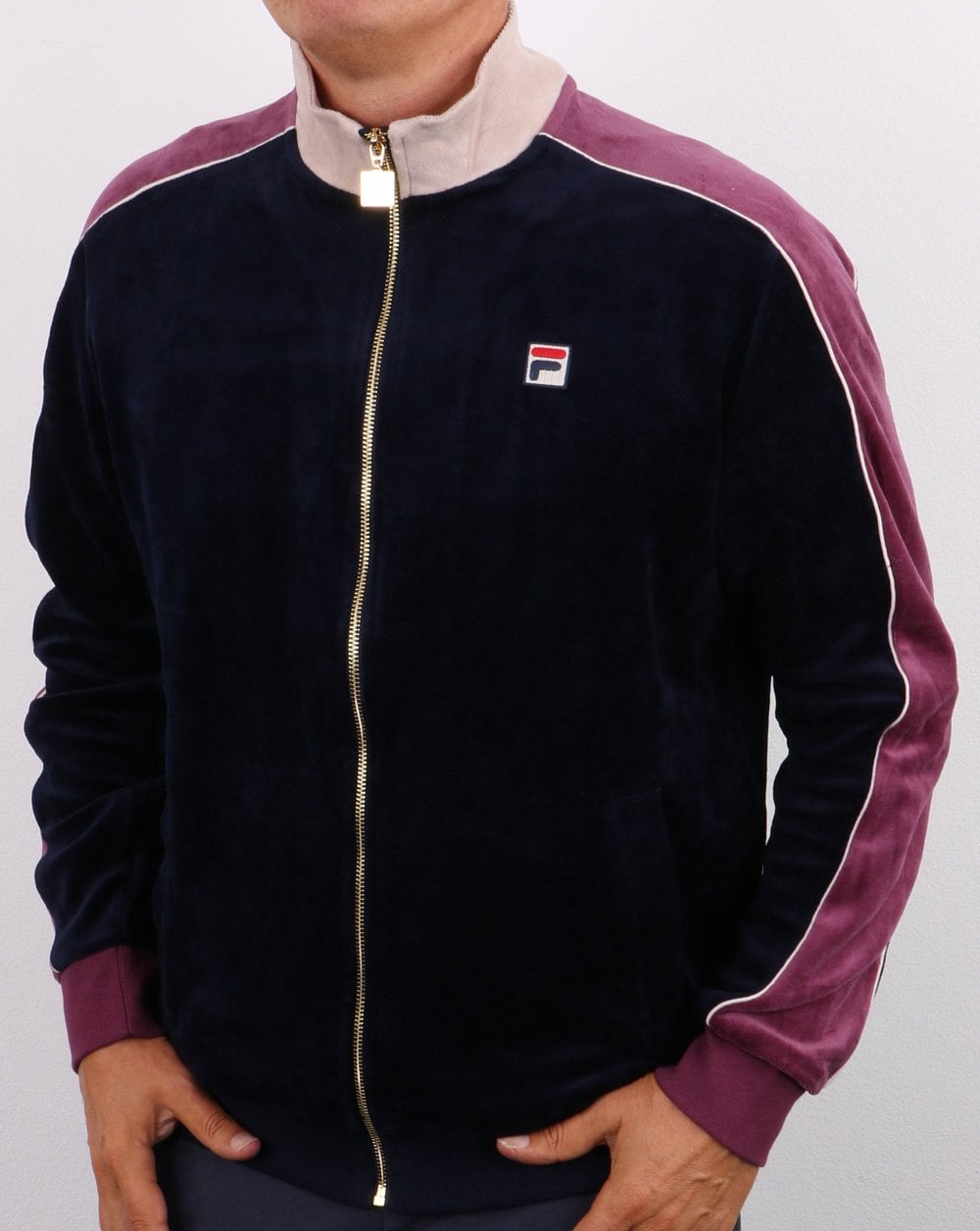 Fila Vintage Velour Track Top Navy/soft purple