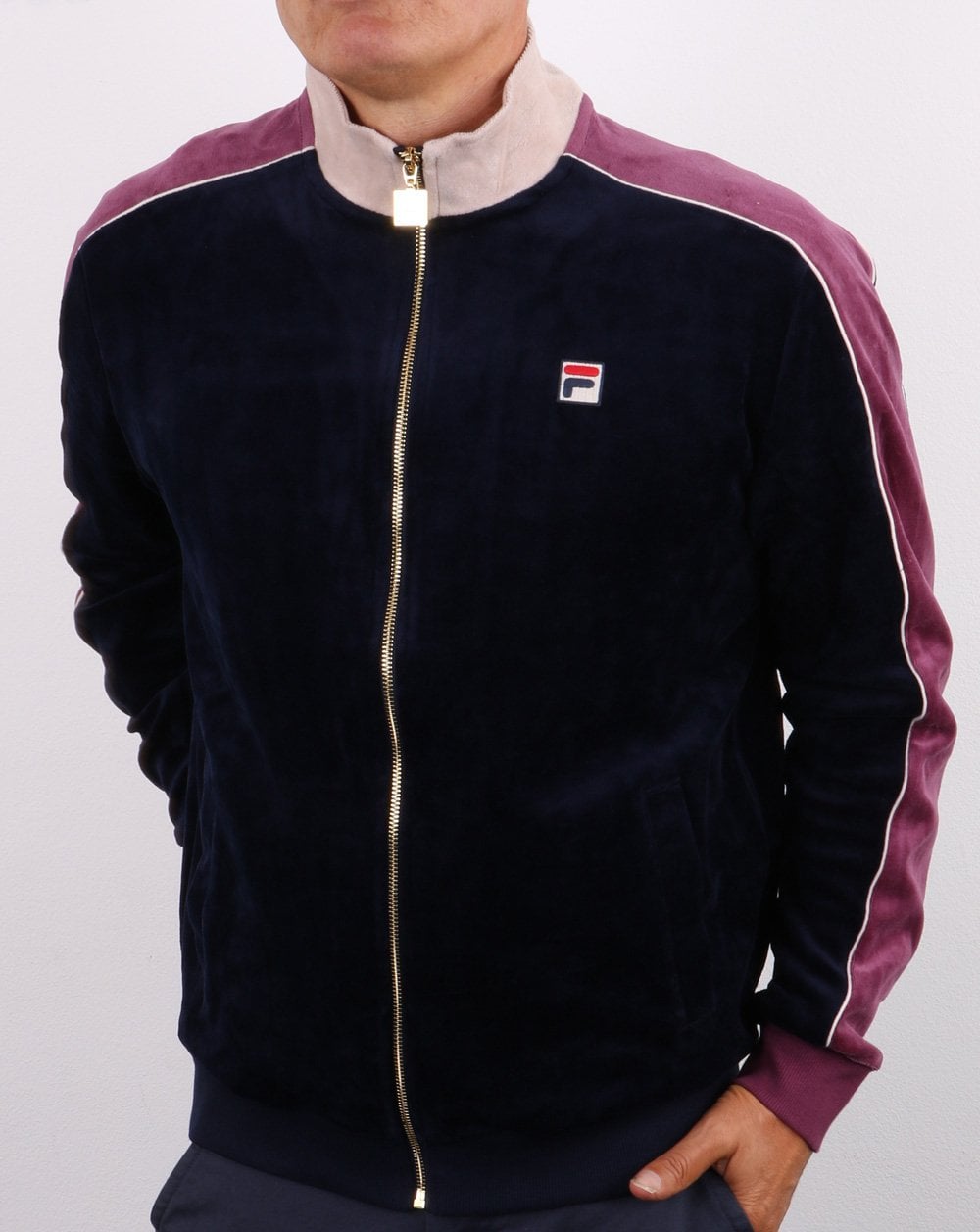 Fila Vintage Velour Track Top Navy/soft purple
