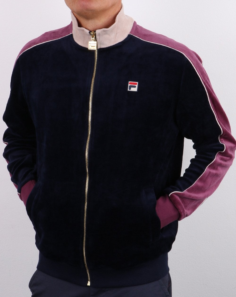 Fila Vintage Velour Track Top Navy/soft purple