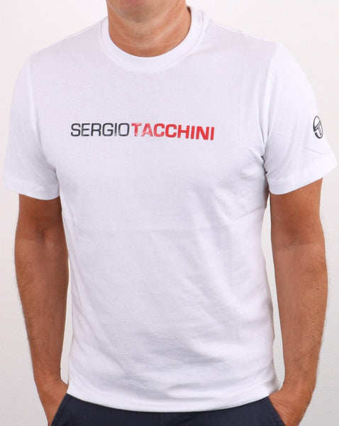 Sergio Tacchini Linear Logo T Shirt White/Navy/Red