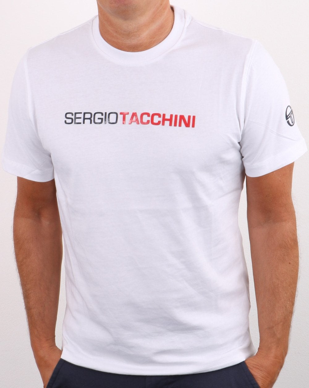 Sergio Tacchini Linear Logo T Shirt White/Navy/Red
