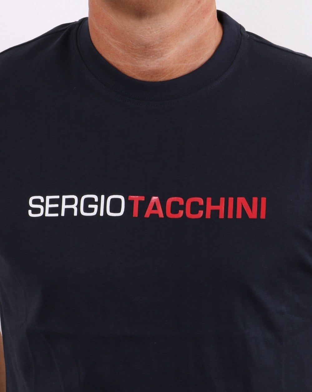 Sergio Tacchini Linear Logo T Shirt Navy/White/Red