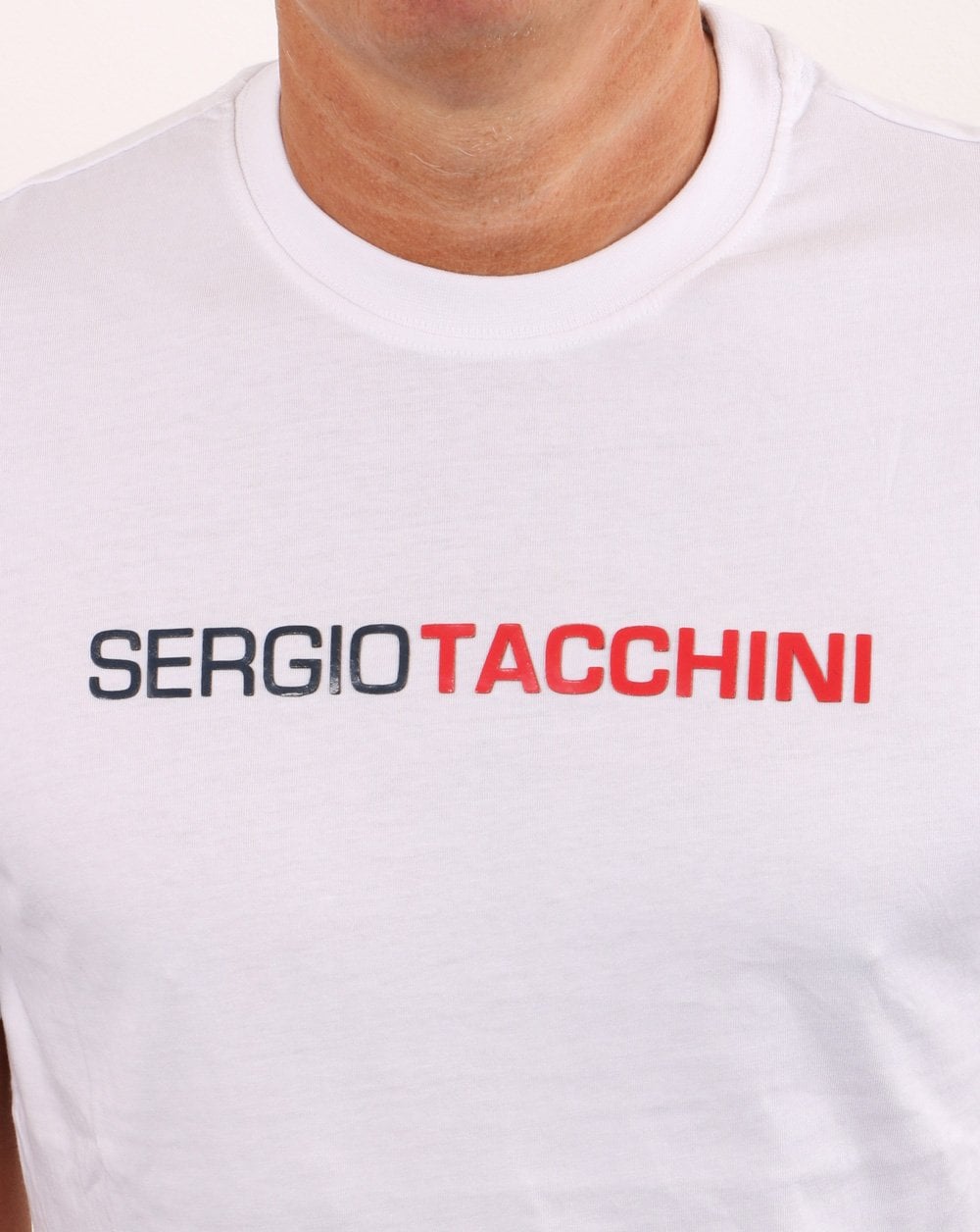 Sergio Tacchini Linear Logo T Shirt White/Navy/Red