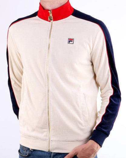 Fila Vintage Velour Track Top Cream/Red/Navy