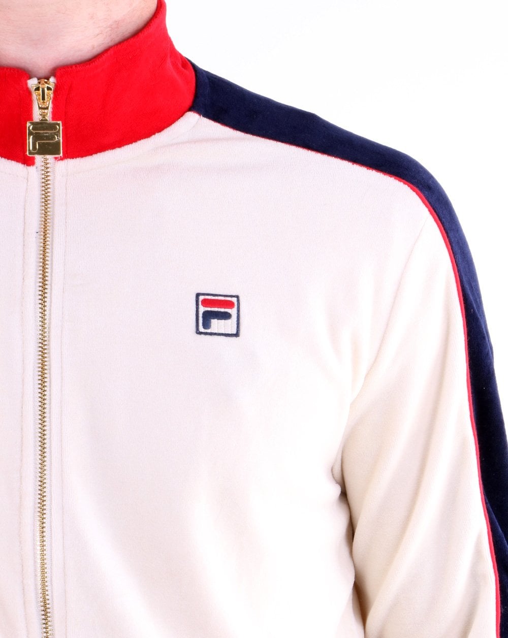 Fila Vintage Velour Track Top Cream/Red/Navy