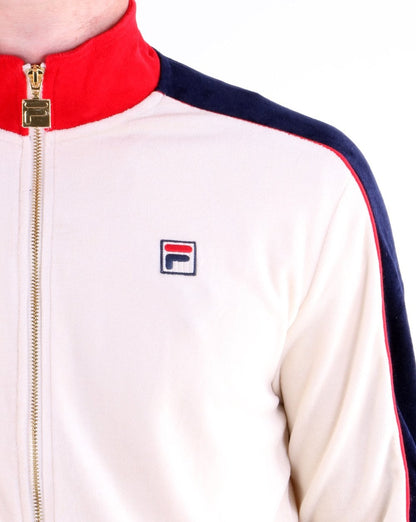 Fila Vintage Velour Track Top Cream/Red/Navy