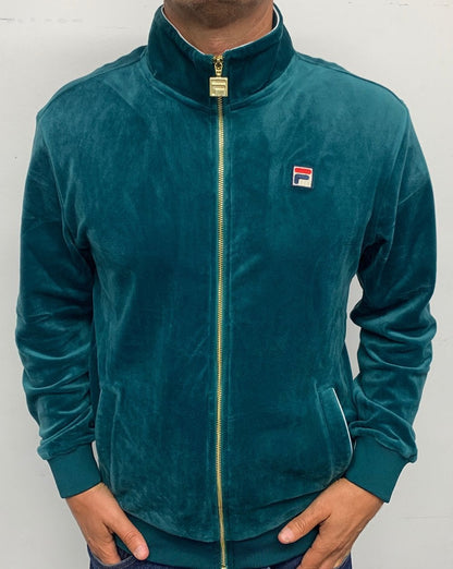 Fila Vintage Velour Track Top Teal Green