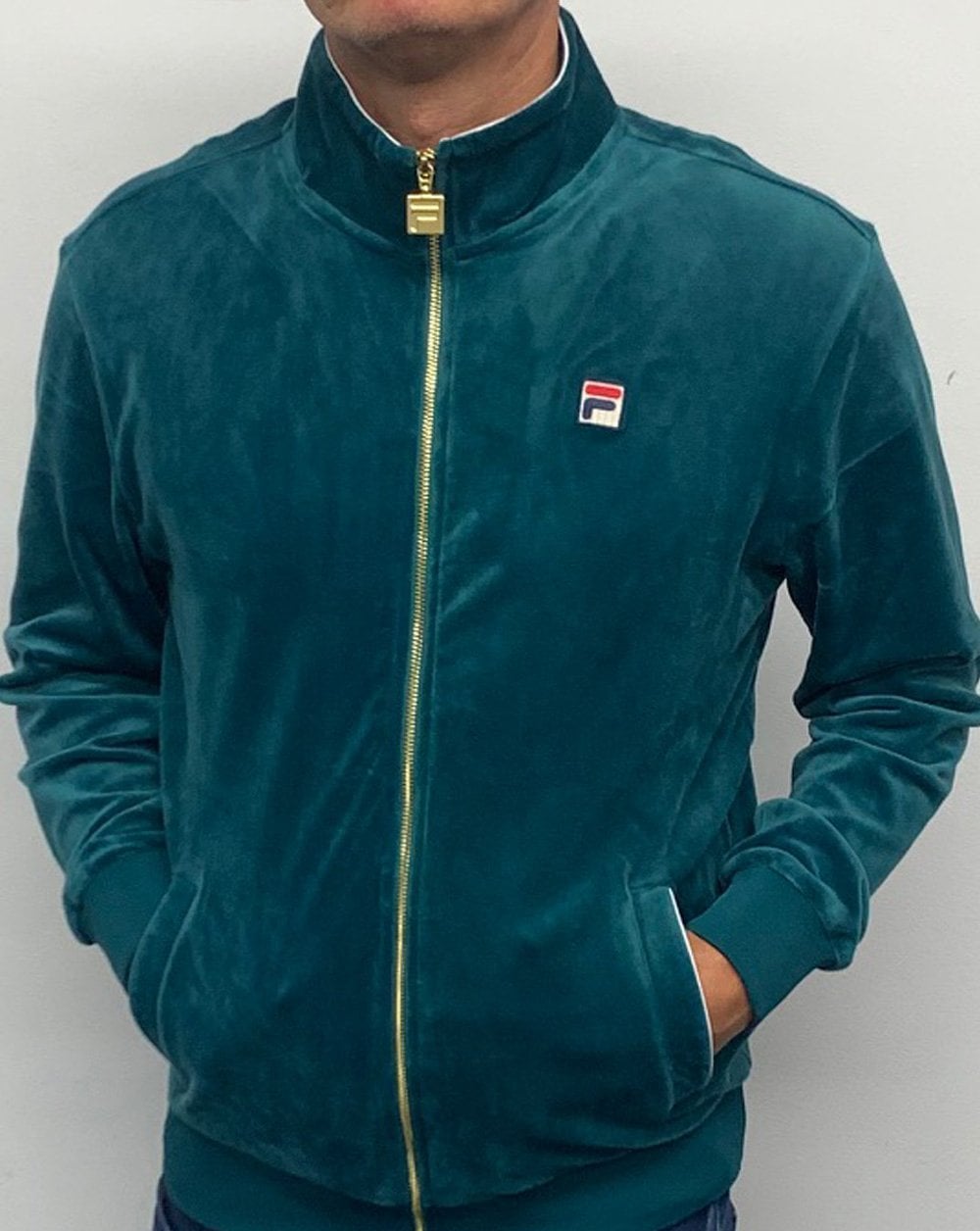 Fila Vintage Velour Track Top Teal Green