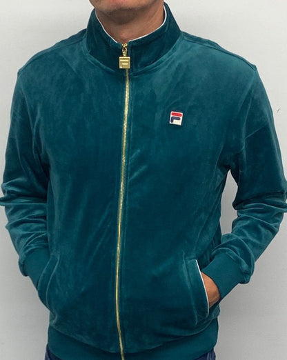 Fila Vintage Velour Track Top Teal Green