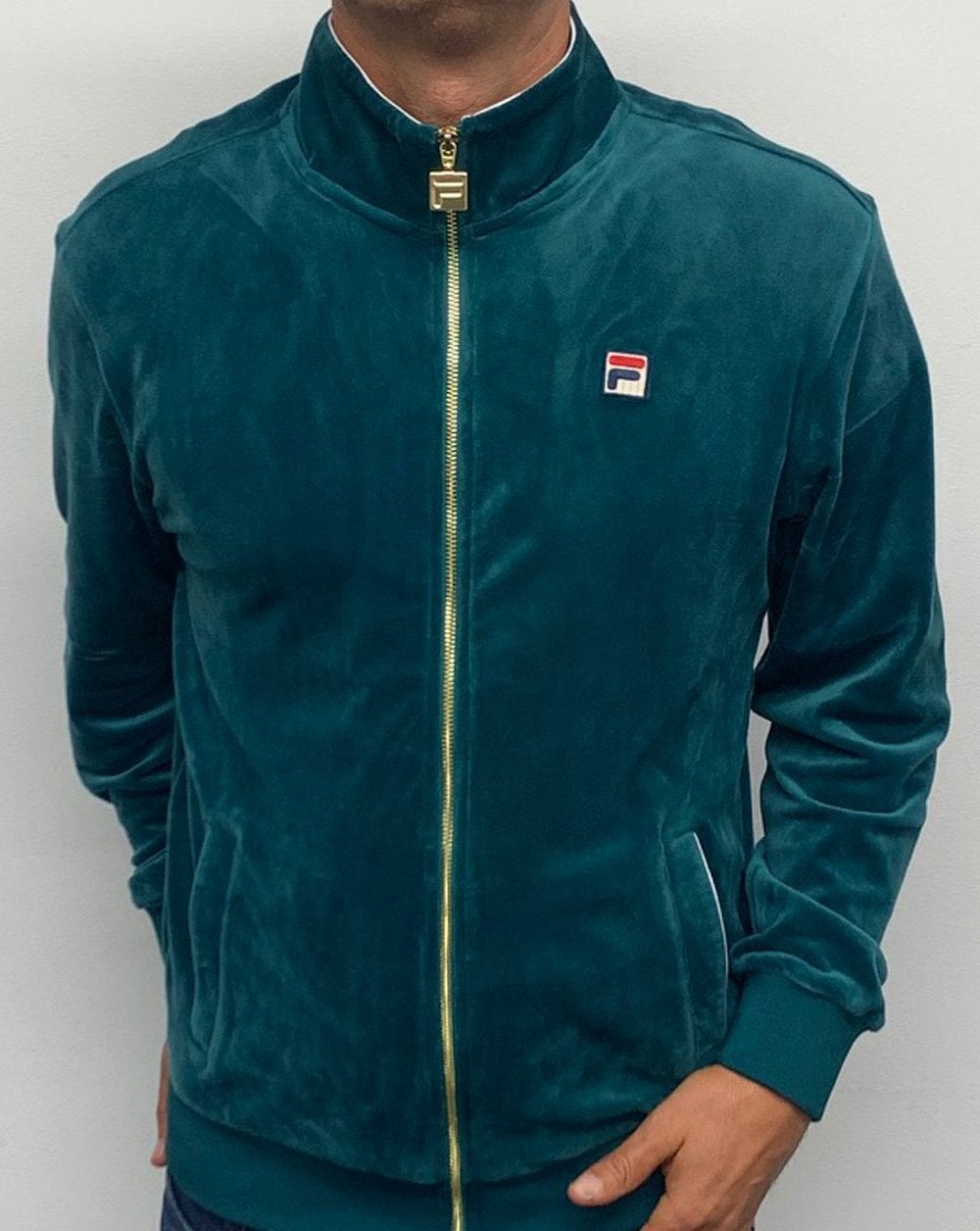 Fila Vintage Velour Track Top Teal Green