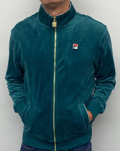 Fila Vintage Velour Track Top Teal Green