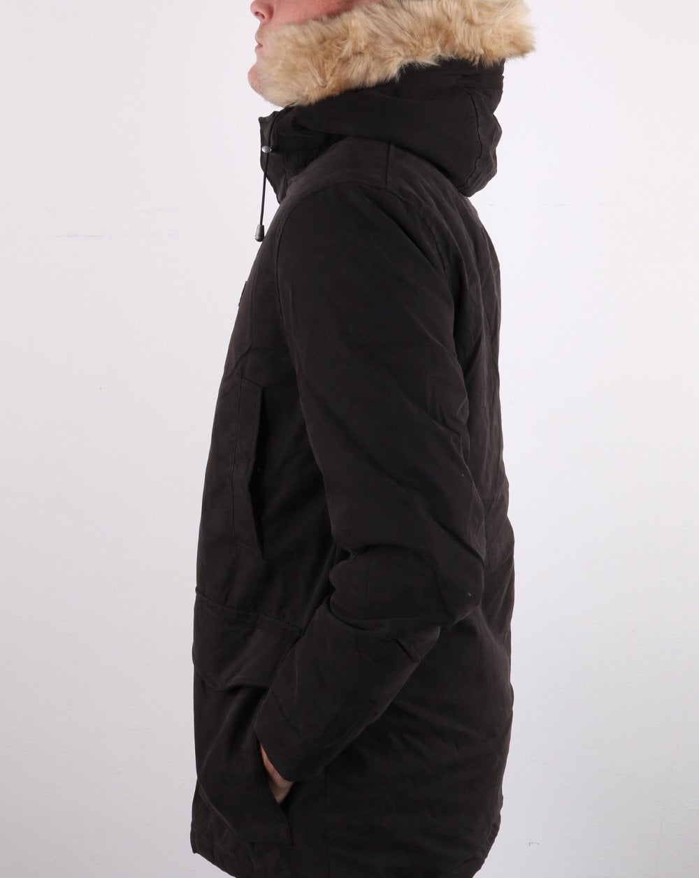 Lyle And Scott Microfleece Lined Parka Jet Black