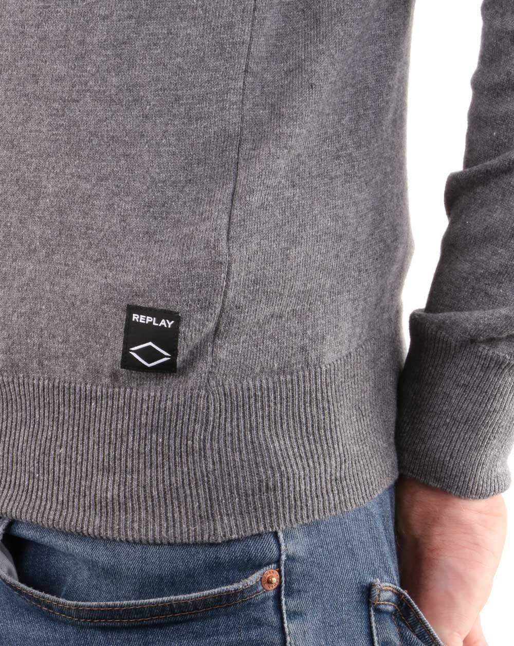 Replay Roll Neck Grey Melange