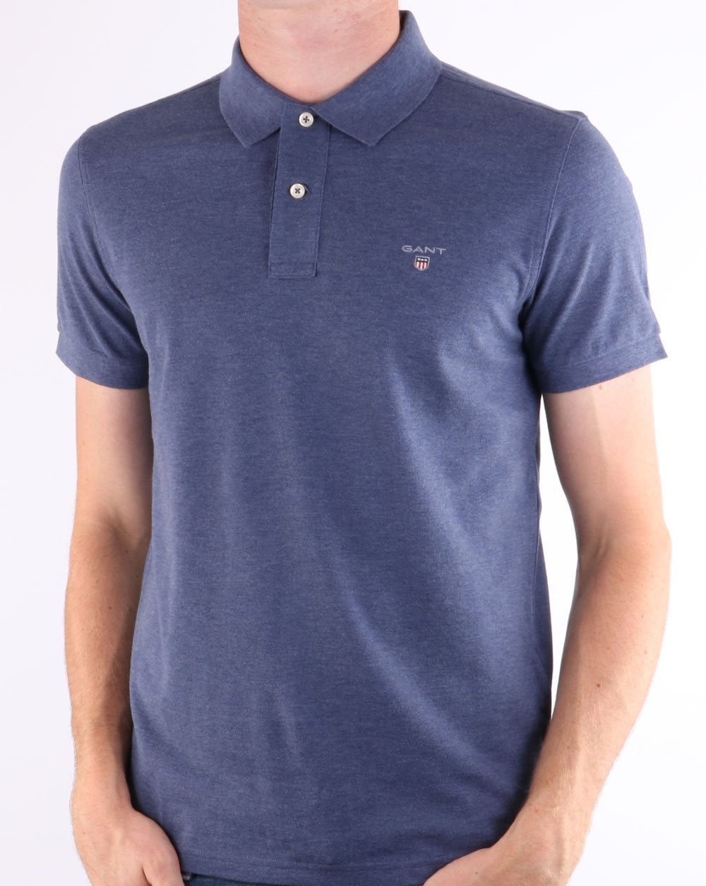 Gant Pique Rugger Polo Dark Blue Melange