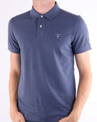 Gant Pique Rugger Polo Dark Blue Melange
