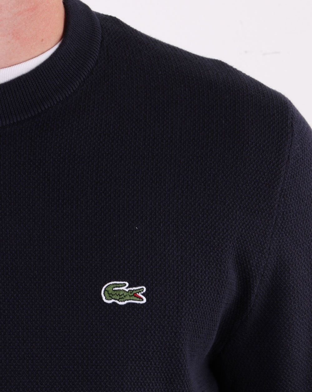 Lacoste Crew Neck Cotton Pique Jumper Navy