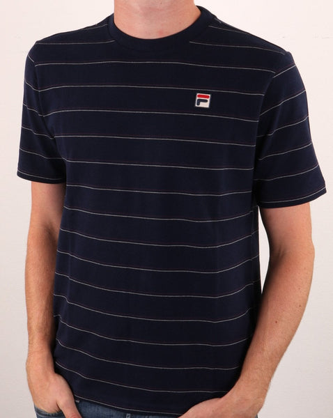 Fila Vintage Leon Striped T Shirt Navy