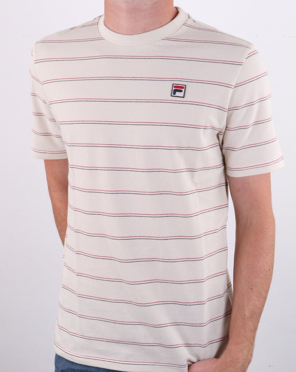 Fila Vintage Leon Striped T Shirt Turtle Dove