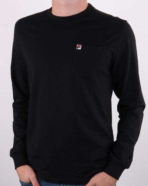 Fila Vintage Long Sleeve Pocket T Shirt Black