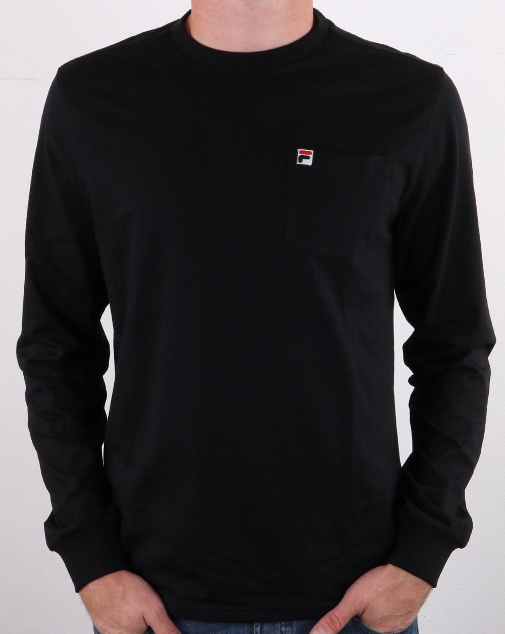 Fila Vintage Long Sleeve Pocket T Shirt Black