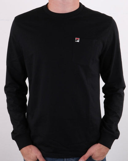 Fila Vintage Long Sleeve Pocket T Shirt Black