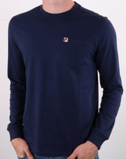 Fila Vintage Long Sleeve Pocket T Shirt Navy