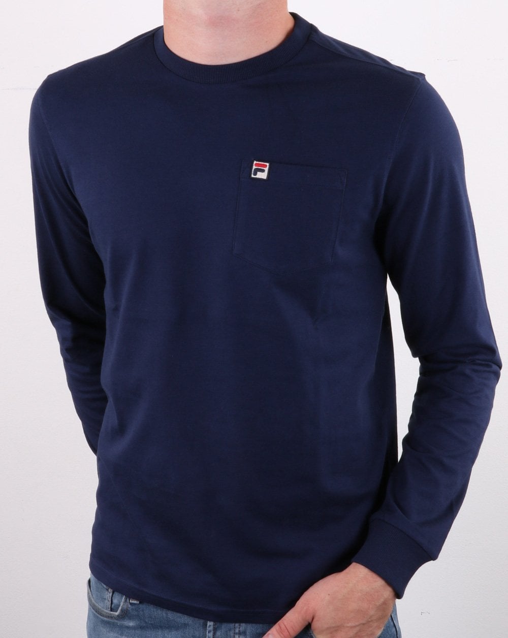 Fila Vintage Long Sleeve Pocket T Shirt Navy