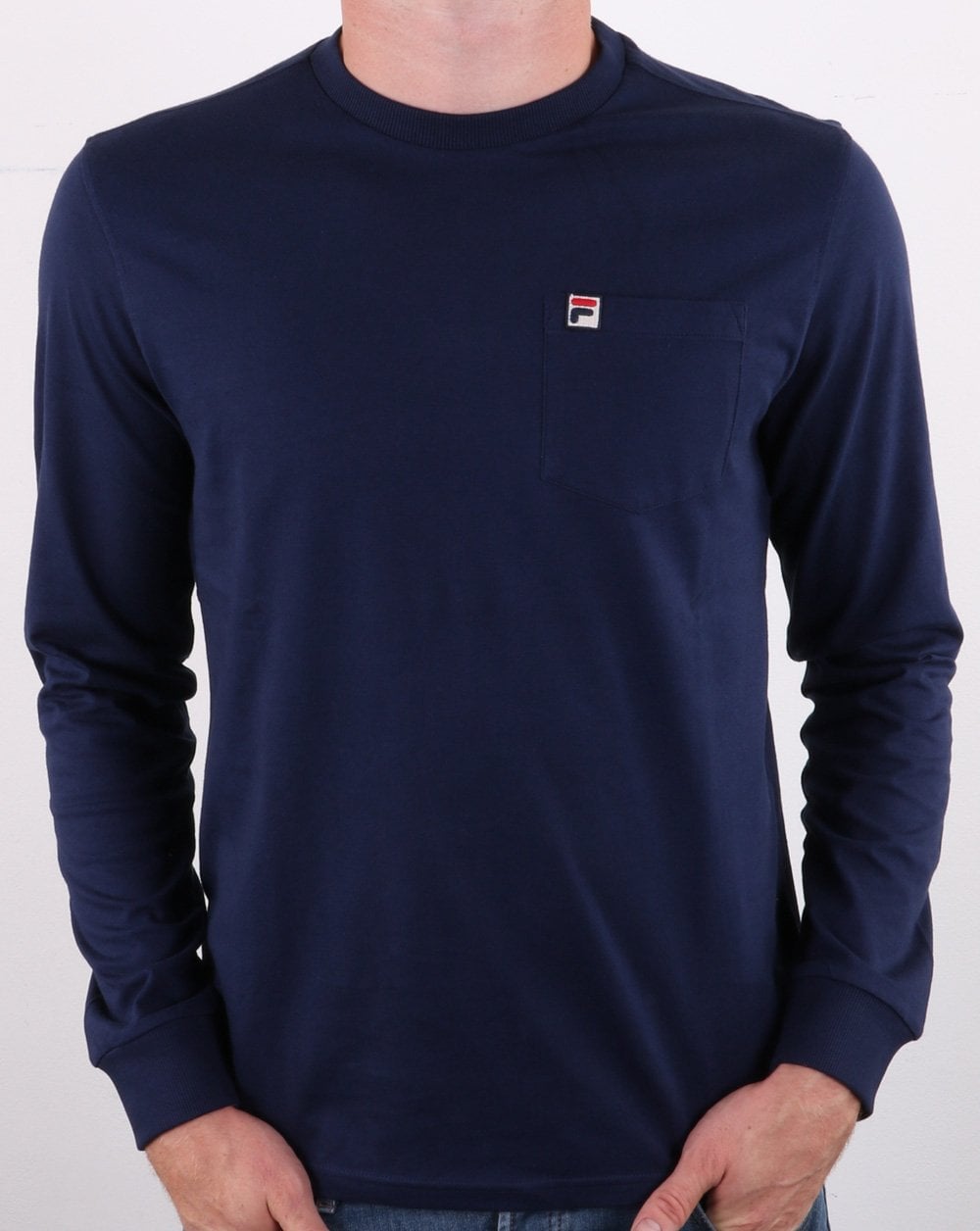 Fila Vintage Long Sleeve Pocket T Shirt Navy