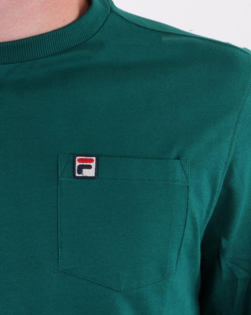 Fila Vintage Long Sleeve Pocket T Shirt Green