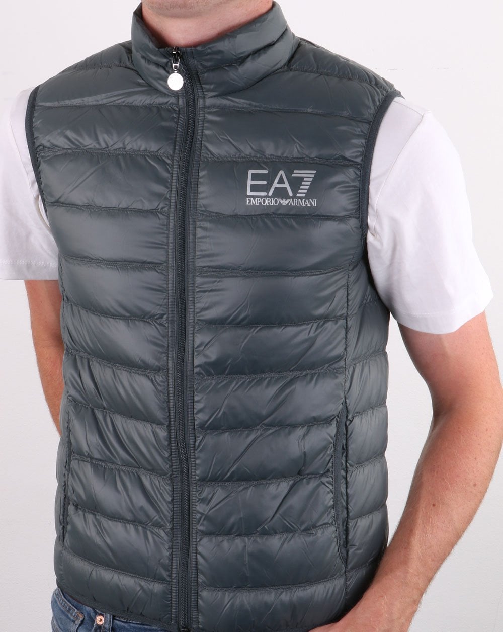 Emporio Armani EA7 Core Logo Down Vest Silver