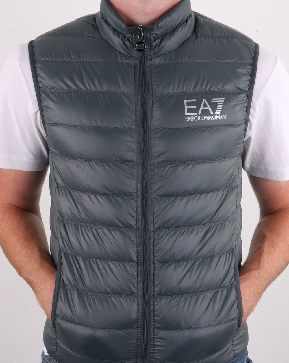 Emporio Armani EA7 Core Logo Down Vest Silver