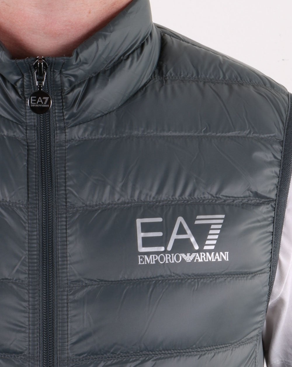 Emporio Armani EA7 Core Logo Down Vest Silver