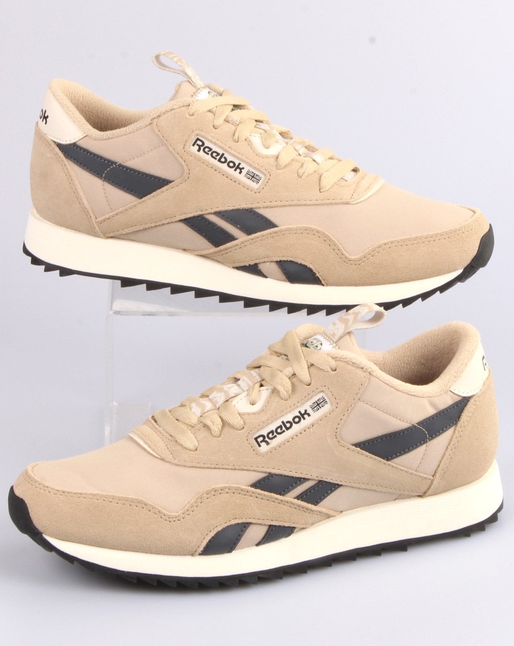 Reebok Classic Nylon Ripple Trainers Beige/Grey