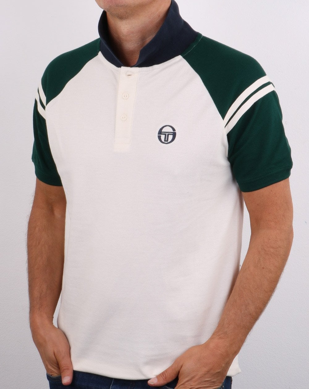 Sergio Tacchini Sonny Polo Shirt Cream/Dark Green