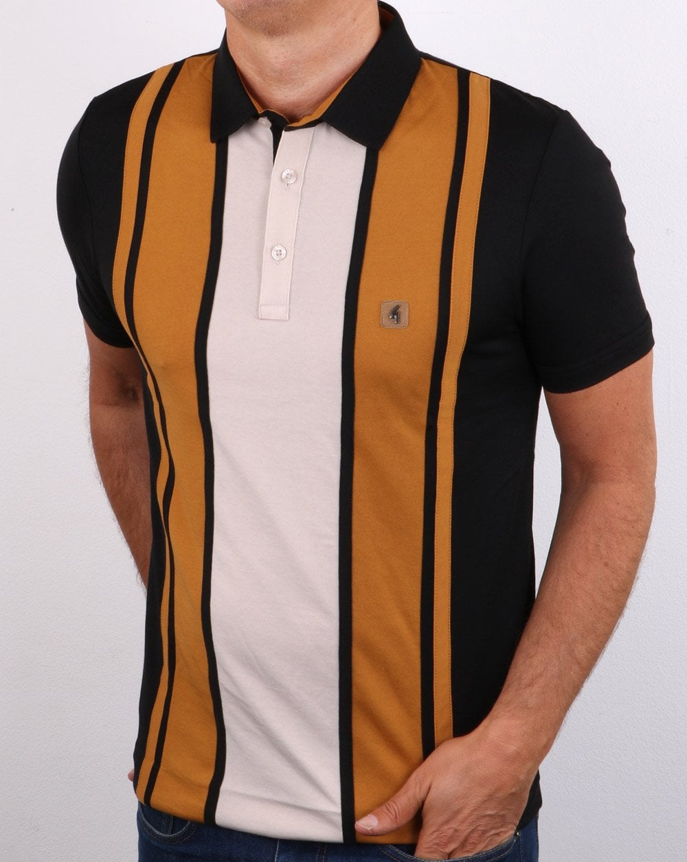 Gabicci Vintage Shatter Polo Shirt Black