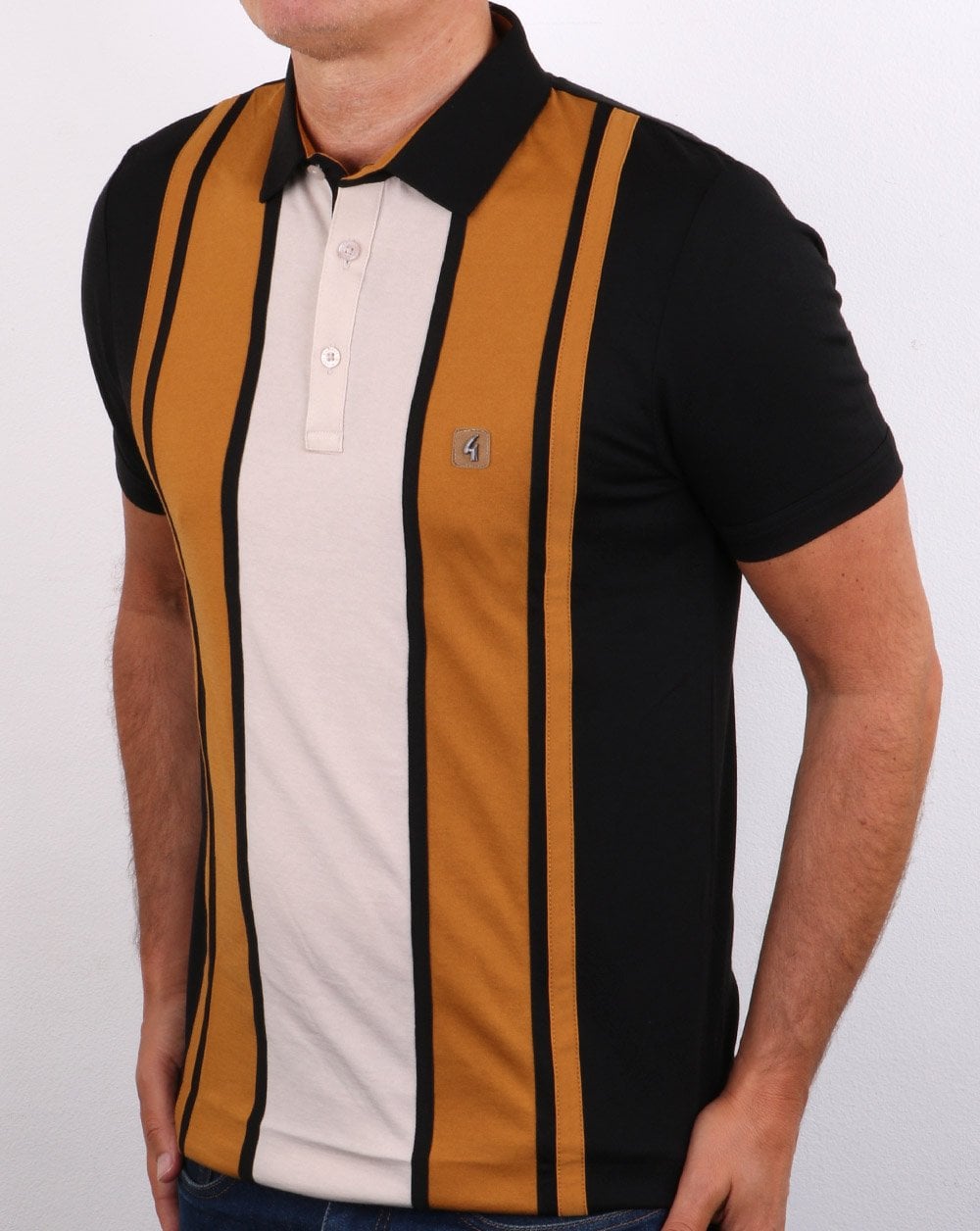 Gabicci Vintage Shatter Polo Shirt Black