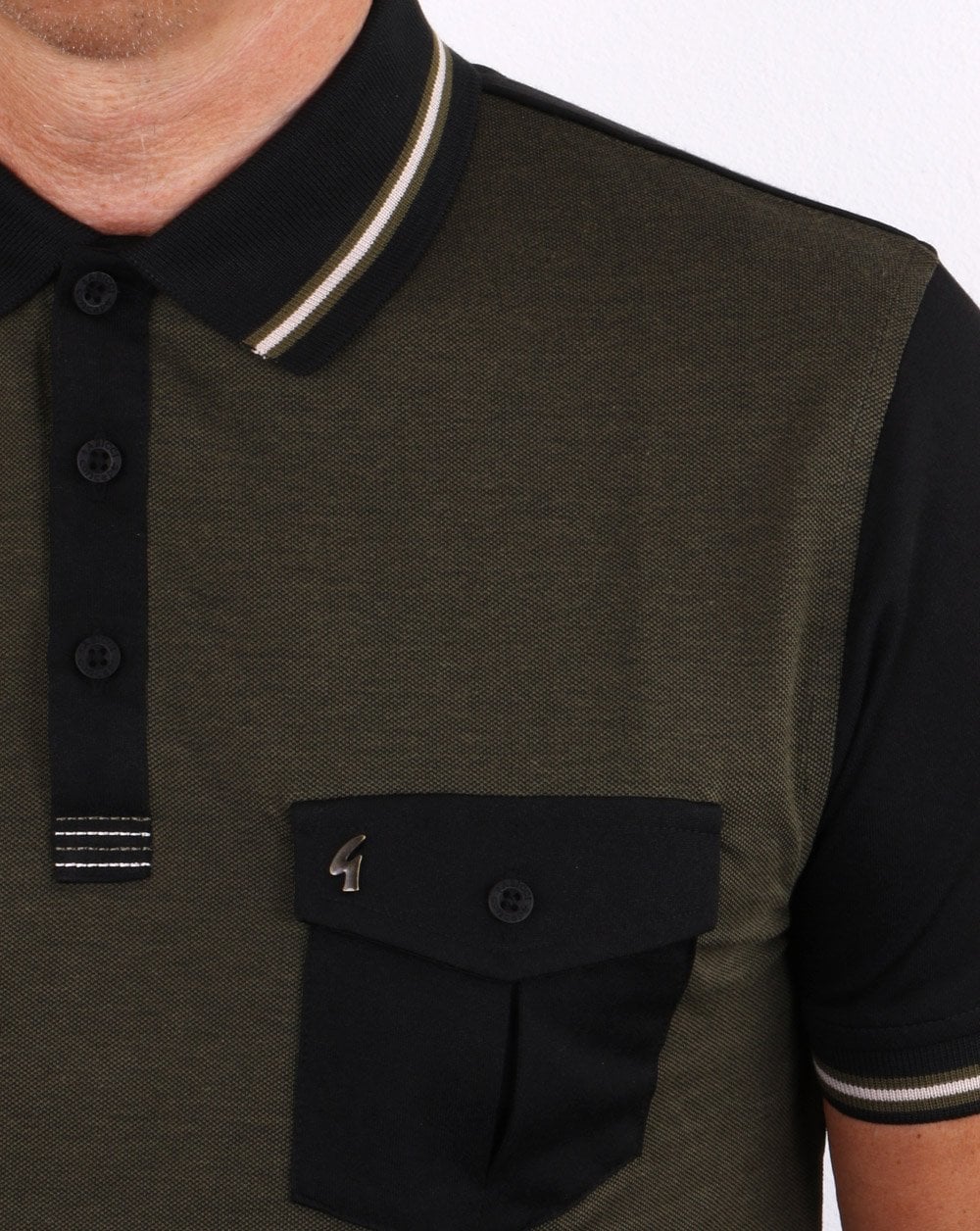 Gabicci Vintage Barrow Polo Shirt Olive/Black