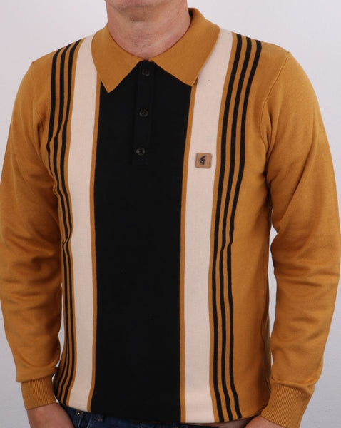 Gabicci Vintage Searle Long Sleeve Polo Harvest